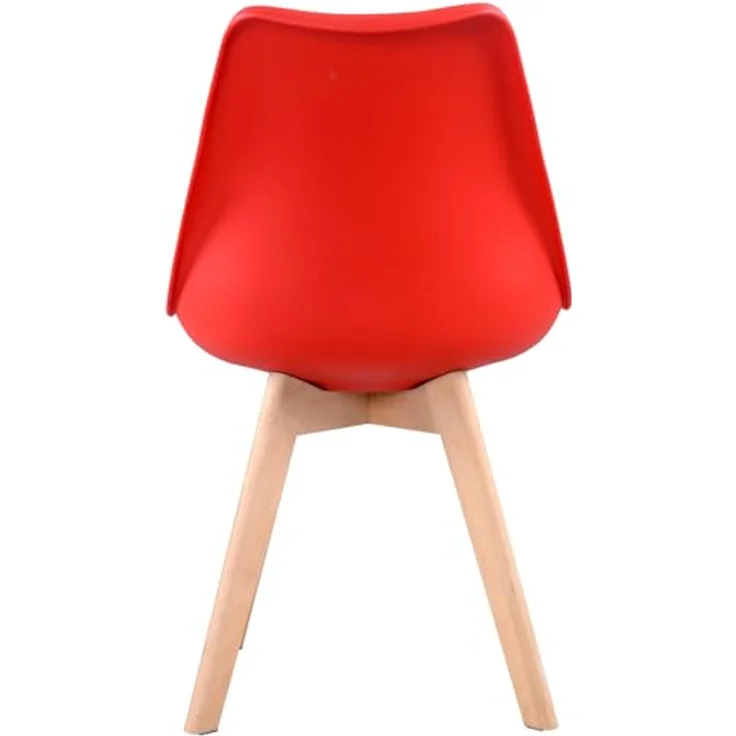 Happy Garden 4er Set Esszimmerstühlen im skandinavischen Stil Nora rot mit Kissen, Küchenstühle, gepolsterte Stühle, Beine aus massivem Buchenholz – Bild 8