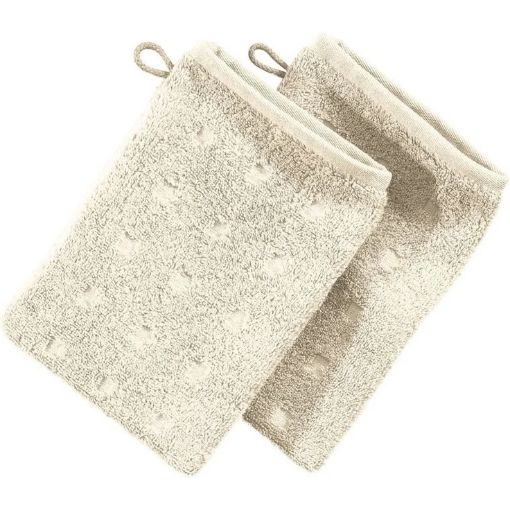 Möve Waschhandschuh Waschhandschuh 2er-Pack "Quadretti", Frottier (2-St), Walk-Frottier Uni