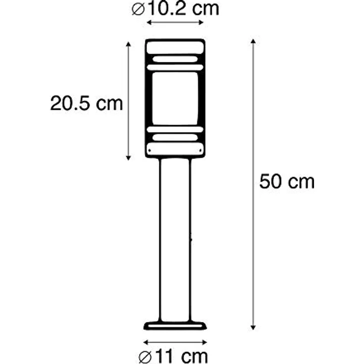 Qazqa Gleam, moderne Außenleuchte Standleuchte schwarz 50 cm, IP44, Edelstahl zylindrisch, LED geeignet E27 – Bild 4