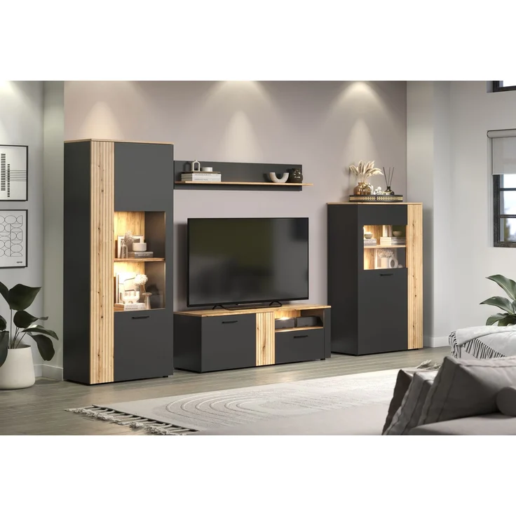 Highboard Avila in grau und Eiche Evoke 90 x 146 cm – Bild 12