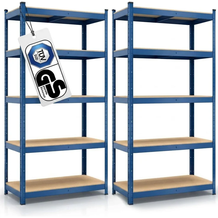 BELKO® Schwerlastregal C114 2er Set Blau, 180x90x40 cm, 2 Stück Lagerregal & Kellerregal, Metallregal mit je 5 Böden, Steckregal bis 875kg belastbar (175kg pro Ebene)
