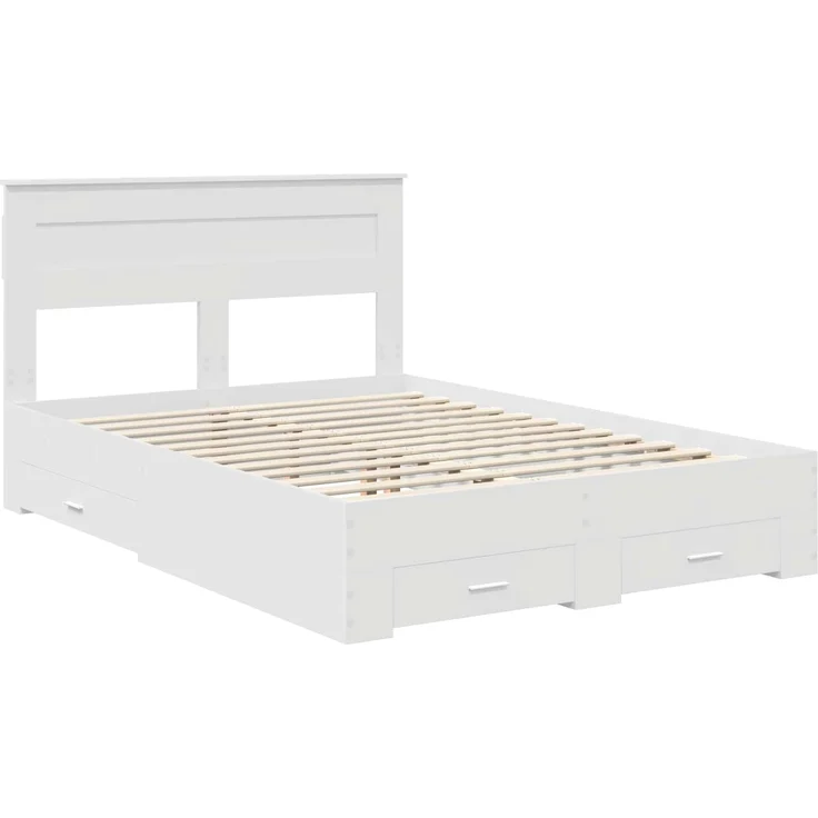 vidaXL Bettrahmen mit Kopfteil Weiß 160 x 200 cm Holzwerkstoff 3409966 – Bild 3