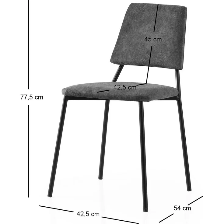 Skye Decor 'Lıma - 4554 V2' Stuhlset (2-teilig), Schwarz / Anthrazit, 42,5 x 77,5 x 54 cm – Bild 4