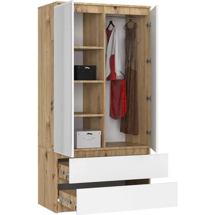 Raumhirsch Furniture Kleiderschrank Moderner Kleiderschrank 2 Türen - Stilvolle Aufbewahrung - Stauraum mit Spiegel – Bild 4