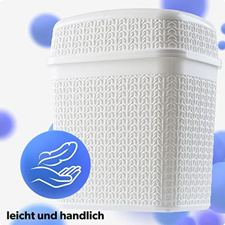 KADAX Kosmetikeimer, Schwingdeckel Abfalleimer für Bad und Küche, 5L, weiß, leichter Kunststoff-Mülleimer mit dichtem Deckel – Bild 3