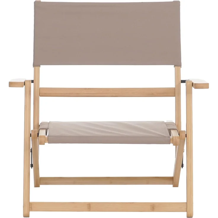 2er-Set Bambus Campingstuhl HWC-Q42, Gartenstuhl Balkonstuhl Freizeitstuhl klappbar Outdoor Stoff/Textil ~ creme – Bild 5