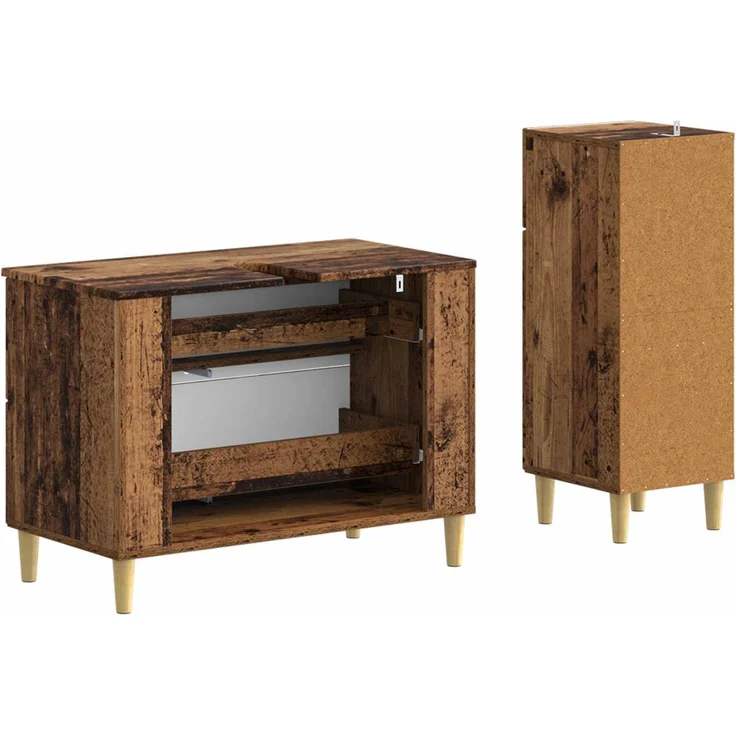 vidaXL 2-teiliges Badezimmer Schrank Set DELFT Altholz Holzwerkstoff 3417709 – Bild 4