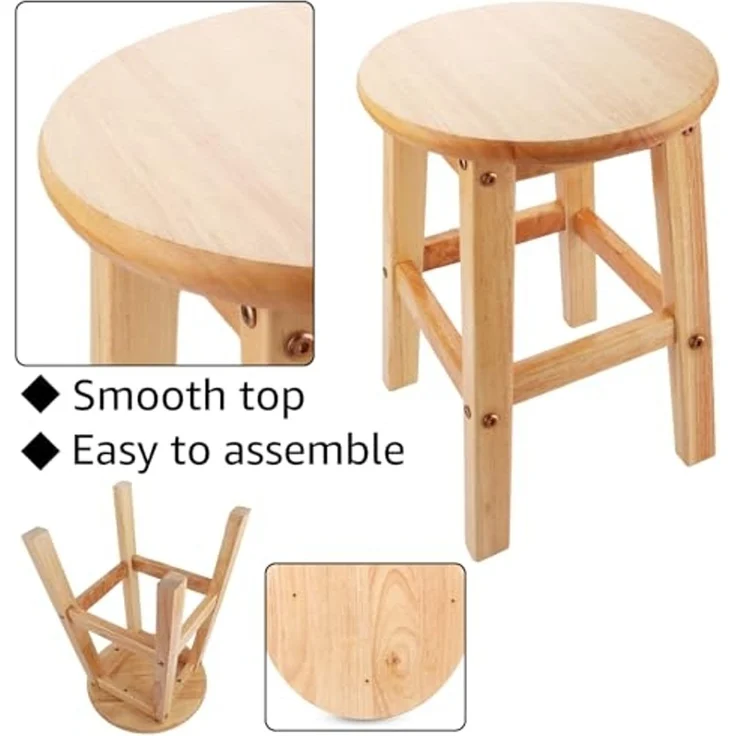 ASelected 45 cm Hocker Holz, Holzhocker, Gästehocker Für Das Wohnzimmer Korridor Höhe (Rund) – Bild 5
