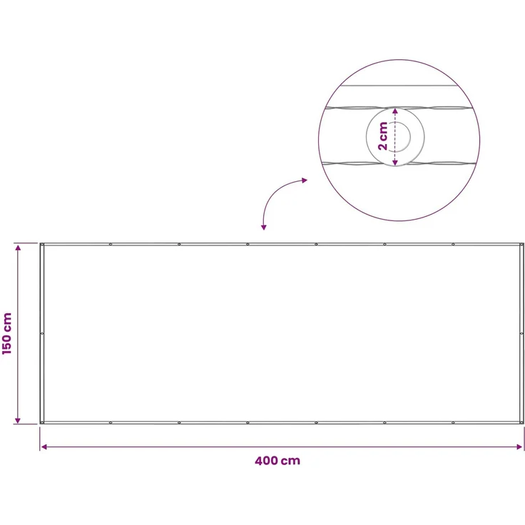 vidaXL Balkon Sichtschutz 150 x 400 cm Stoff mit PU-Beschichtung 42036496 – Bild 8