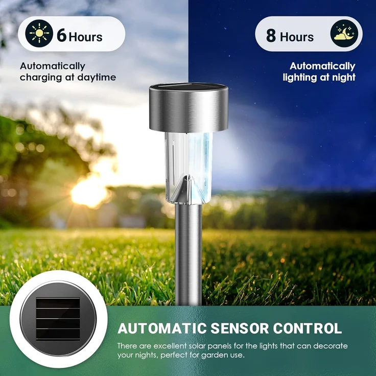 GIGALUMI Solarlampen für außen, Solarleuchten für Garten, 16 Stück, wasserdichte Solar Gartenleuchten für außen Garten, Balkon, Terrasse, Rasen, Wege (kaltweißen) – Bild 5