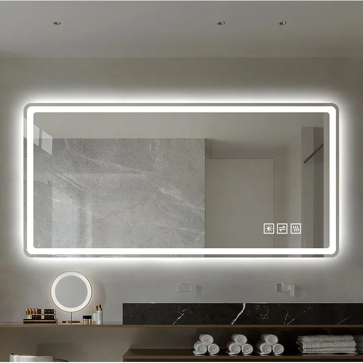 LED-Badezimmerspiegel 60x100 cm, rahmenlos, dimmbar, mit Anti-Beschlag-Funktion