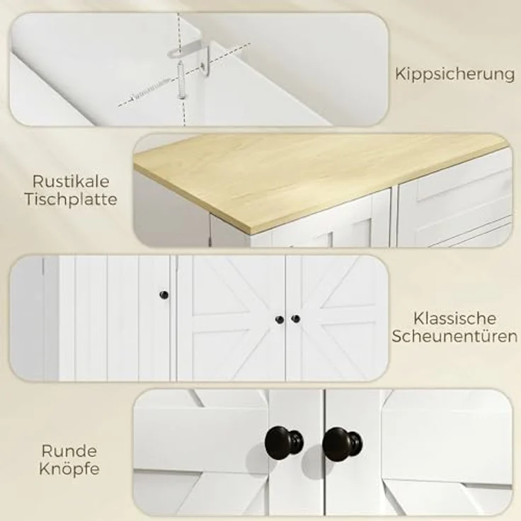 HOMCOM Sideboard Buffetschrank mit Schublade, 100 x 40 x 81 cm, Weiß mit verstellbaren Regalen und dreistufigem Gewürzhalter – Bild 8