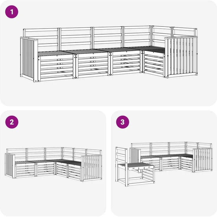 vidaXL Outdoor-Sofagarnitur 5 stk. 5-Sitzer Weiß Massivholz Akazie 3391829 – Bild 6