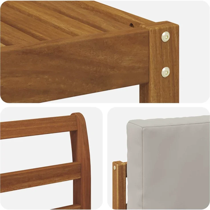 vidaXL Outdoor-Sofagarnitur mit Kissen 9 pcs Natürlich und Hellgrau 3366184 – Bild 6