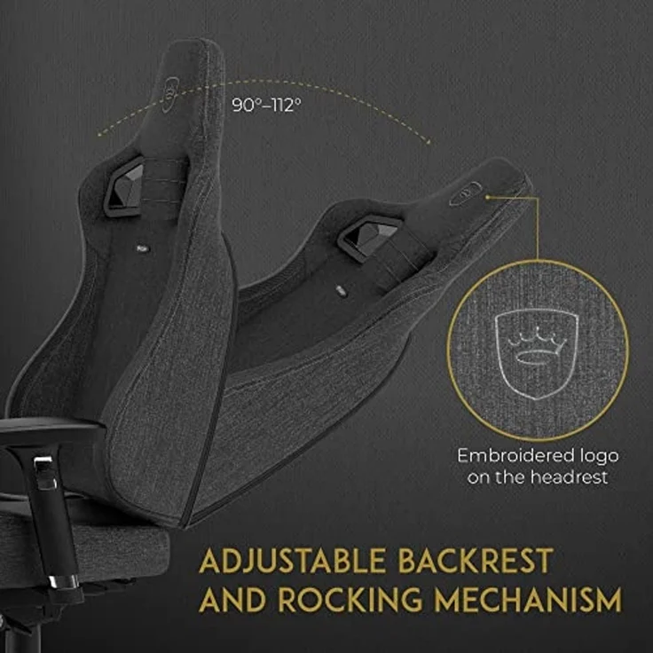 noblechairs Epic Compact TX Gaming Stuhl, Bürostuhl, Schreibtischstuhl, Kopf- und Lendenstütze, Atmungsaktives Textilgewebe, Entwickelt für Nutzer bis 120 kg und 1,7 Meter Hoch, Anthrazit – Bild 6