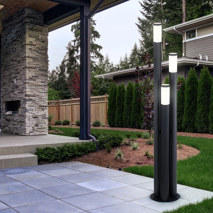 Stehleuchte, Edelstahl, anthrazit, 3-Säulen, H 170 cm, BOSTON – Bild 4