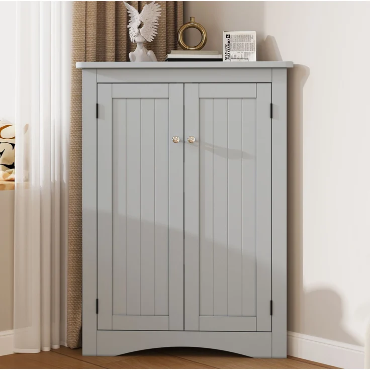 Eckschrank 61,5x80 cm in Grau – 2 Türen, 3 Stauebenen und lackierte MDF-Oberfläche – Bild 1