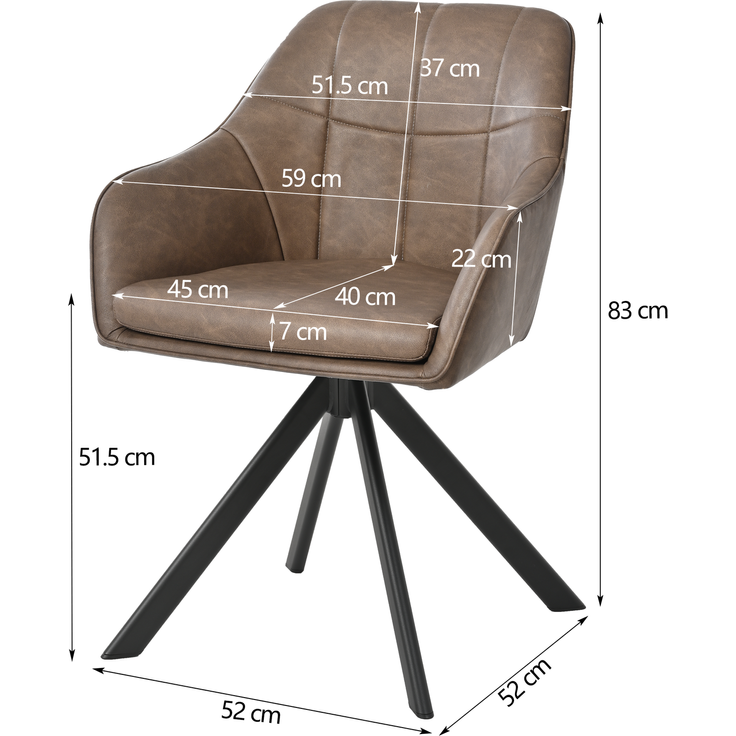GOEURVANT 1437 Esszimmerstühle 4er-Set mit Armlehnen, 360° Drehbar, Kunstleder - Dunkelbraun – Bild 7
