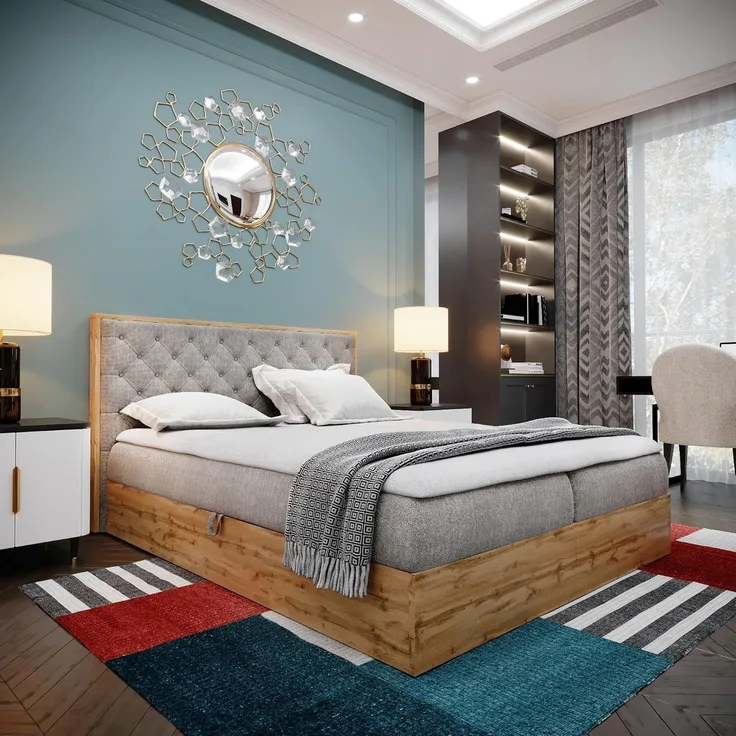 Boxspringbett Doppelbett LOFT 3 - Das perfekte Bett für Ihr Schlafzimmer. 180x200 cm Bett mit Bonellmatratze, mit Bettkasten für Bettwäsche und Topper. Bett mit Kopfteil. (LOFT 3 GRAU, 180x200)