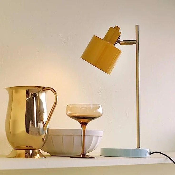 Dyberg Larsen Ocean Tischlampe, LED Nachttischleuchte in Curry, Messing und Türkis, verstellbarer Lampenkopf, dimmbar – Bild 6