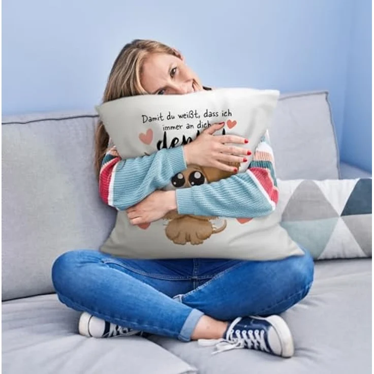 speecheese Dekokissen Hund Kuschelkissen mit Spruch Damit du weißt dass ich immer an dich – Bild 2