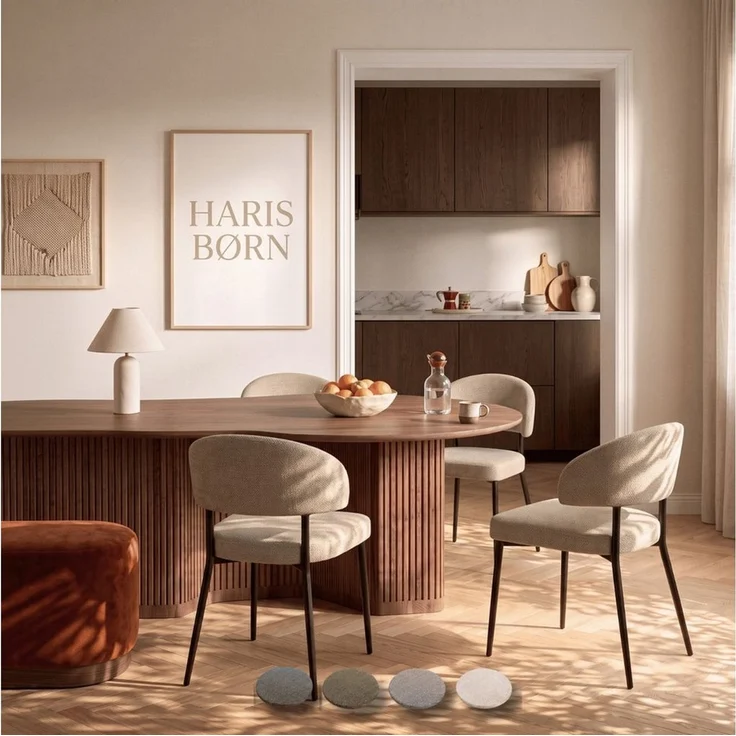 Haris Børn Esszimmerstuhl Polsterstühle für Esszimmer - Esszimmerstühle (Set, 4 St), Beige - Esszimmer Stühle & Esstisch Stühle, Moderner Polsterstuhl – Bild 1