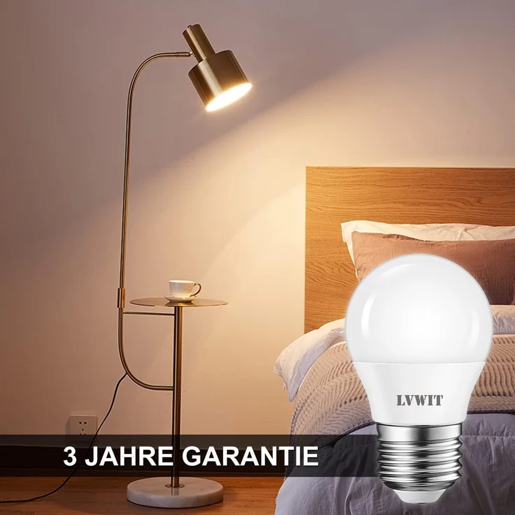 LVWIT E27 LED Lampe ersetzt 40W Glühlampen (6-er Pack), Warmweiß 2700K, 4.5W G45 LED Leuchtmittel, 470lm, matt – Bild 5