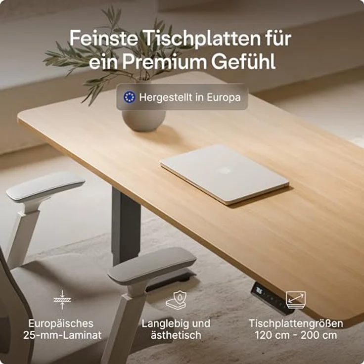 Höhenverstellbarer Schreibtisch - Höhenverstellbar Elektrisch mit Flüsterleisem Dual-Motor & Touchscreen - Hohe Tragfähigkeit - Stehtisch von Desktronic, Schwarz + Eiche, 160x80 cm – Bild 9