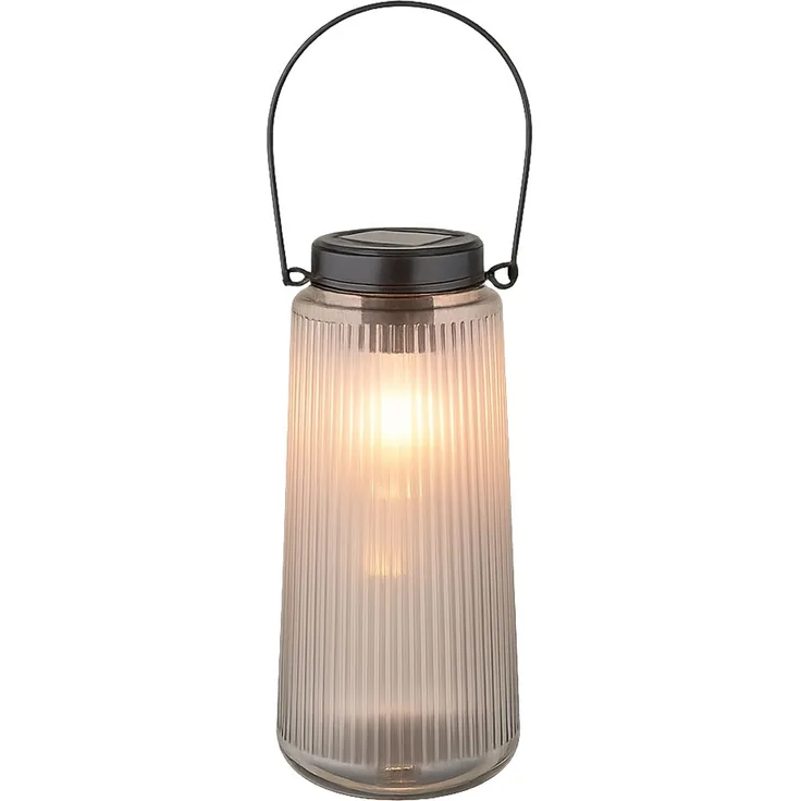 LED Solarleuchte, Laterne, Glas klar, H 25 cm