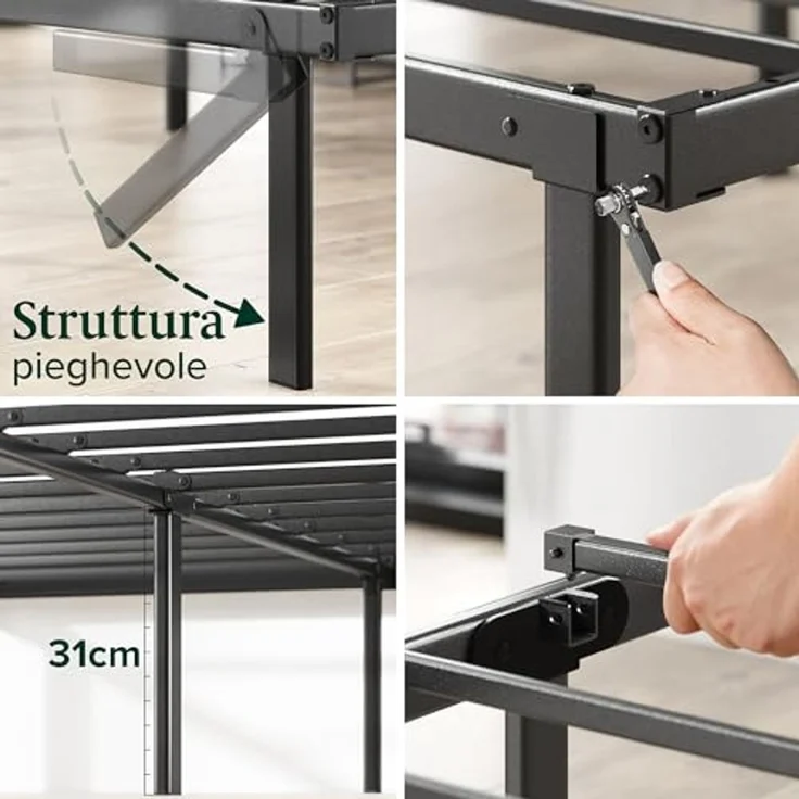 Zinus Caleb Bettgestell mit Metallplattform, Höhe 36 cm, Gestell aus Stahl, zusammenklappbar, Stauraum unter dem Bett, einfache Montage, Doppelbett – Bild 6