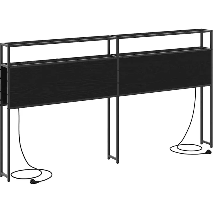 vidaXL Stauraum-Kopfteil Schwarz Eichen-Optik Holzwerkstoff 98 x 15 x 203 cm – Bild 2