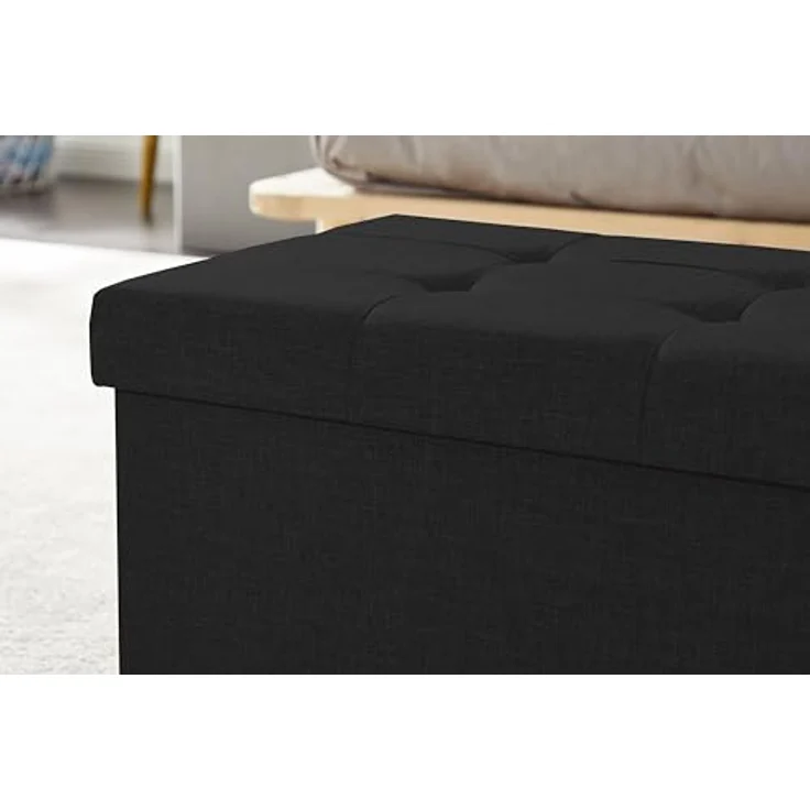 Zedelmaier Sitzbank mit Stauraum Sitzhocker faltbar belastbar bis 300 kg 76 x 38 x 38 cm (Dunkles Schwarz) – Bild 7