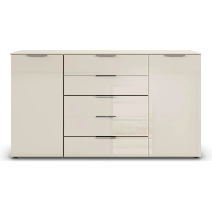 Rauch Möbel Flipp, Kommode für Schlafzimmer, Kinderzimmer, Wohnzimmer, Jugendzimmer, Flur, Garderobe, 2-türig, 5 Schubladen, mit Softclose-Funktion, Farbe Glas Beige, Breite 180 cm – Bild 5