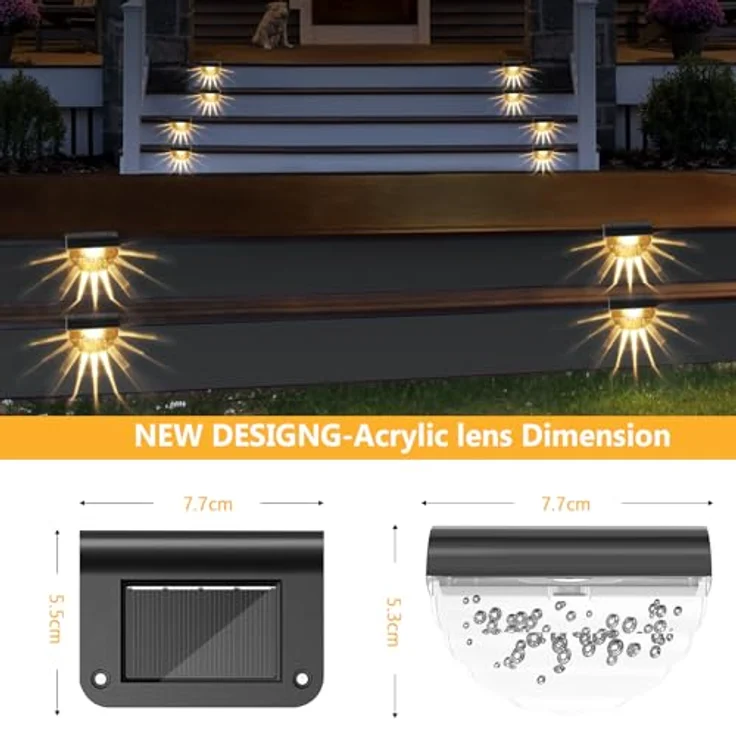 Auting Solarlampen für Außen, 4 Stück Wegbeleuchtung 2 Modi LED Warmweiß/Farbwechselnde Beleuchtung ,Wasserdichte Solar Lampe für die Garten Dekoration,Treppe,Gartenwege, Schwarz – Bild 6