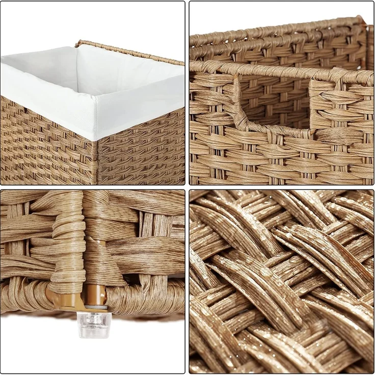 Calicosy Wäschekorb mit 2 Griffen und abnehmbarer Tasche - Seegrasimitat - Beige – Bild 5