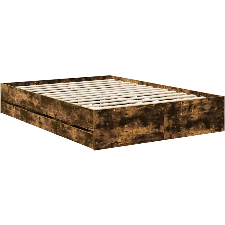 vidaXL Bettrahmen Räuchereiche 135 x 190 cm Ingenieurs Holz 3411841 – Bild 6