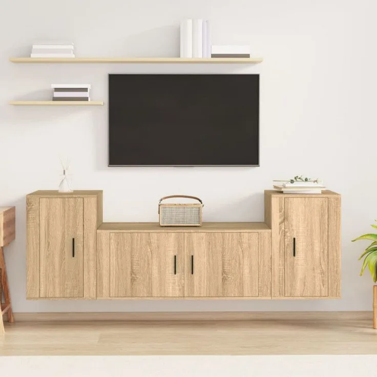 vidaXL 3-tlg. TV-Schrank-Set Sonoma-Eiche Holzwerkstoff 3188513