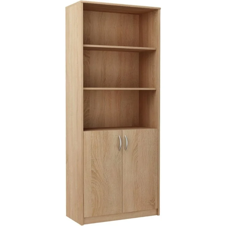 Home Collective Bücherregal mit 5 Ebenen und 2 Türen Mehrzweckschrank Haushaltsschrank, strapazierfähige Laminatplatte, 16 mm dick, mit 4 Einlegeböden, ideal für Schlafzimmer, Wohnzimmer, Flur sonoma – Bild 5