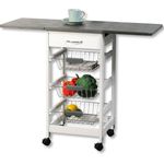 KESPER Küchenwagen 25816-13 mit 2 ausklappbaren Arbeitsplatten / Dekorfolie grau / Servierwagen