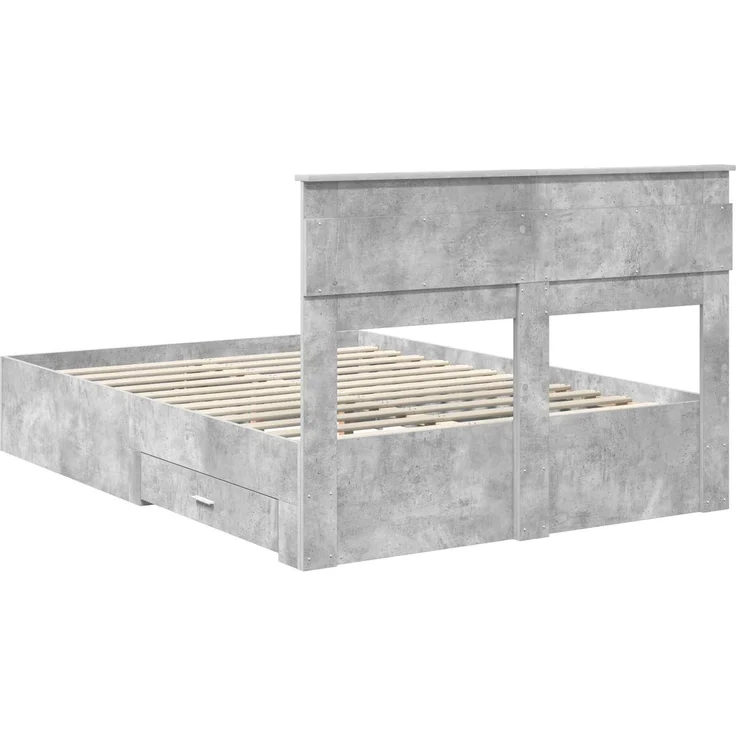 vidaXL Bettrahmen mit Kopfteil Beton Grau 140 x 200 cm Holzwerkstoff 3409990 – Bild 9