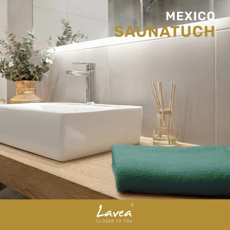 Lavea Saunatuch MEXICO Saunahandtuch 80×200 cm – optional mit Bademantel/Morgenmantel, Baumwolle (Set, 1-St), Hochwertiges Walkfrottier – Saunatuch oder Set mit Unisex-Bademantel