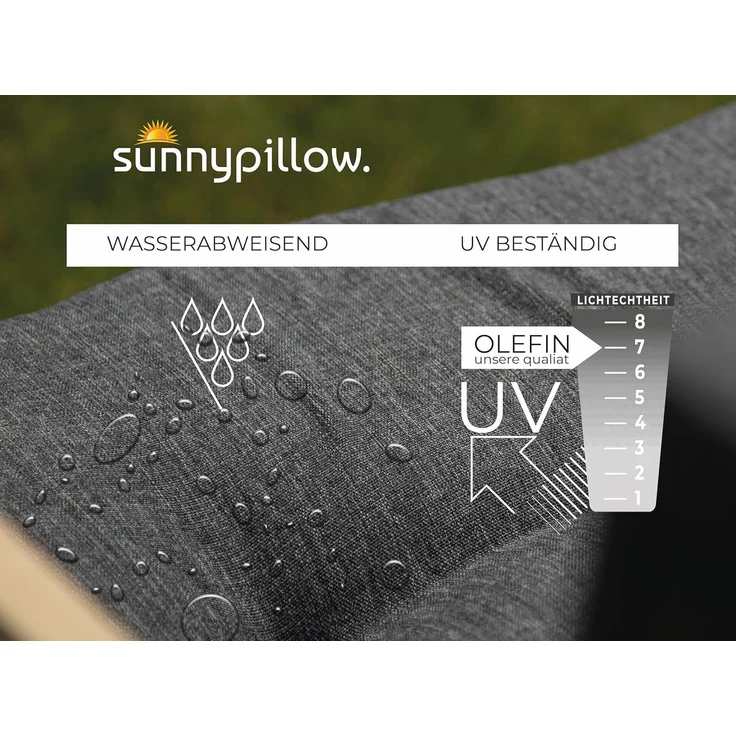 sunnypillow Palettenkissen UV - beständig Outdoor/Indoor Palettenauflage Palettenpolster Palettensofa Sitzkissen Rückenlehne gesteppt Sitzkissen 120 x 60 x 15 cm Silver – Bild 7