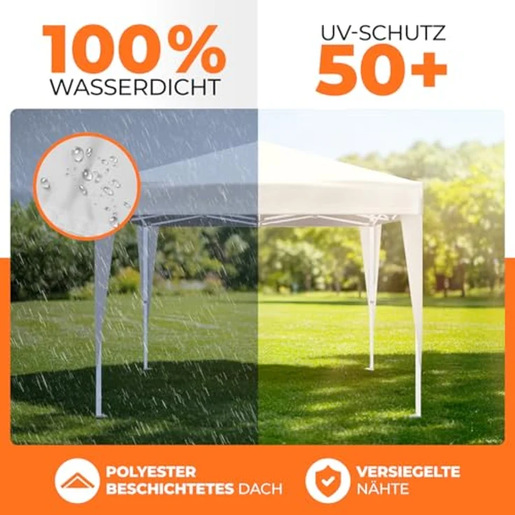 Faltpavillon 3x3 m - wasserdicht - ohne Seitenteile, champagner – Bild 4
