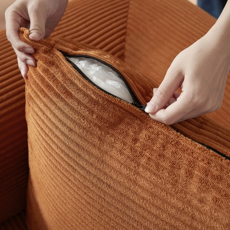 Sofa in Terracotta, wandelbar zum Schlafsofa, Veloursbezug, Kaltschaum, stabile Konstruktion,59x195x89 cm – Bild 7