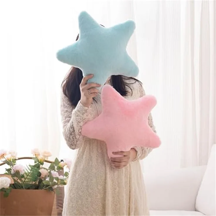 Kuschelkissen Kinder Sternkissen, Weiche Flauschige Sternform Zierkissen Sofakissen, Plüsch Kissen Dekokissen für Mädchen & Jungen Zuhause Schlafzimmer Deko (Gelb,80cm) – Bild 8