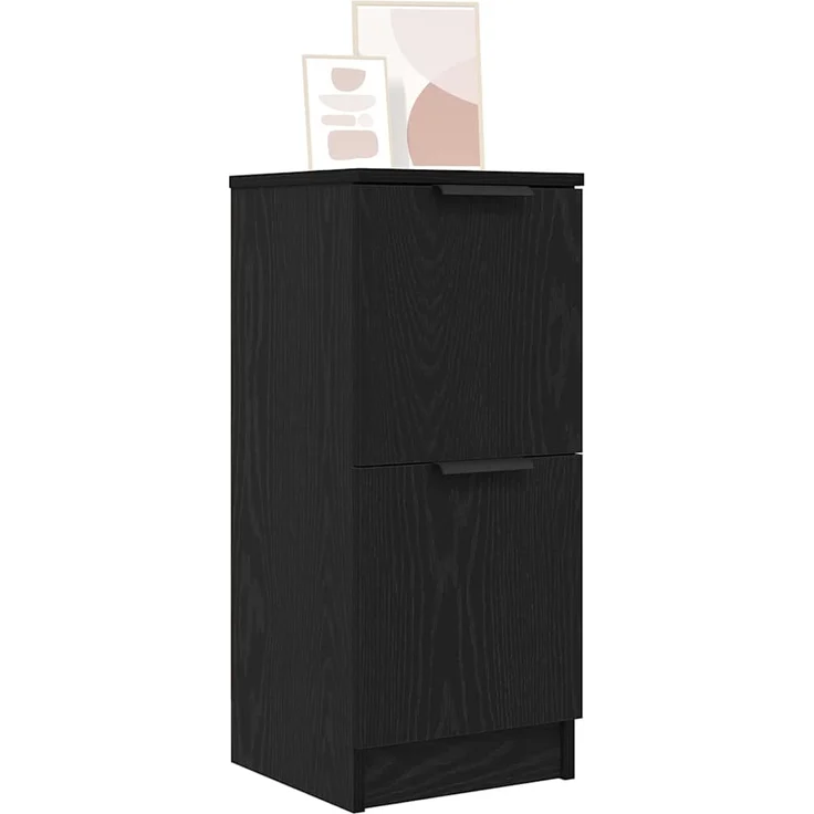 vidaXL Sideboard 2 pcs Schwarz Eichen-Optik 30 x 30 x 70 cm 862099 – Bild 2