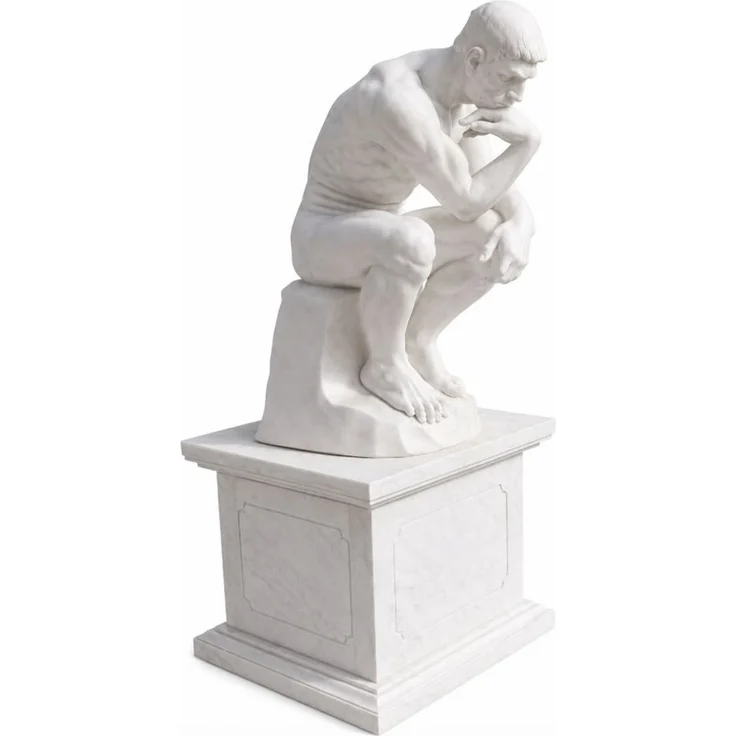 Casa Padrino Jugendstil Garten Marmor Skulptur mit Marmor Sockel Weiß H. 165 cm - Garten Deko Figur – Bild 2