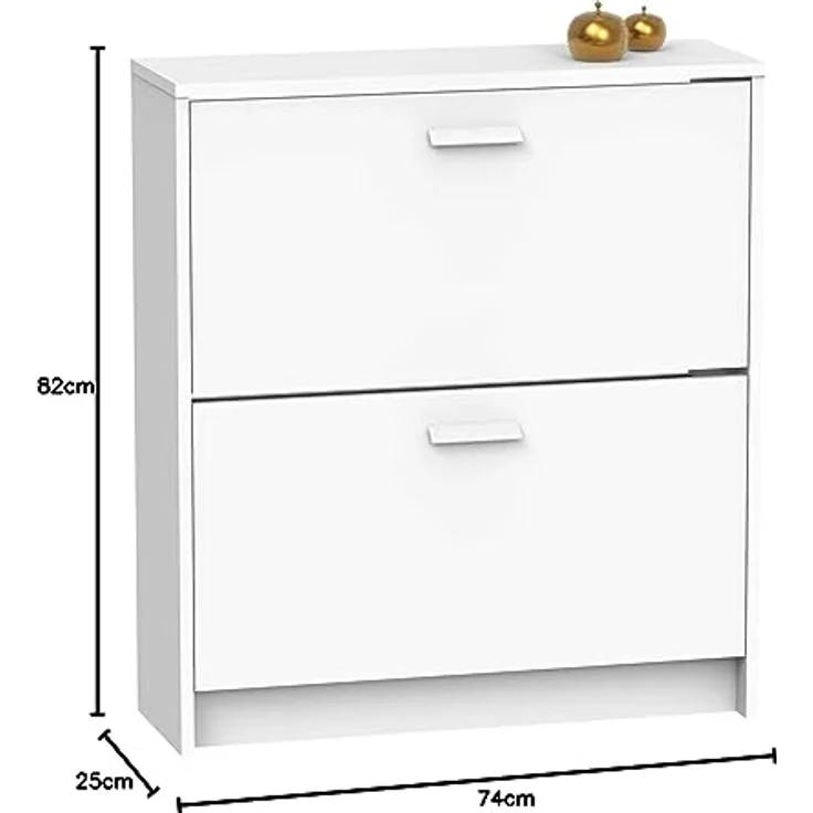 Muebles Pitarch | Schmaler Eingangsschuhkipper mit 2 Türen, Weiß, 12 Paar Schuhe, 82 x 74 x 25 cm, Tibet Kollektion – Bild 9