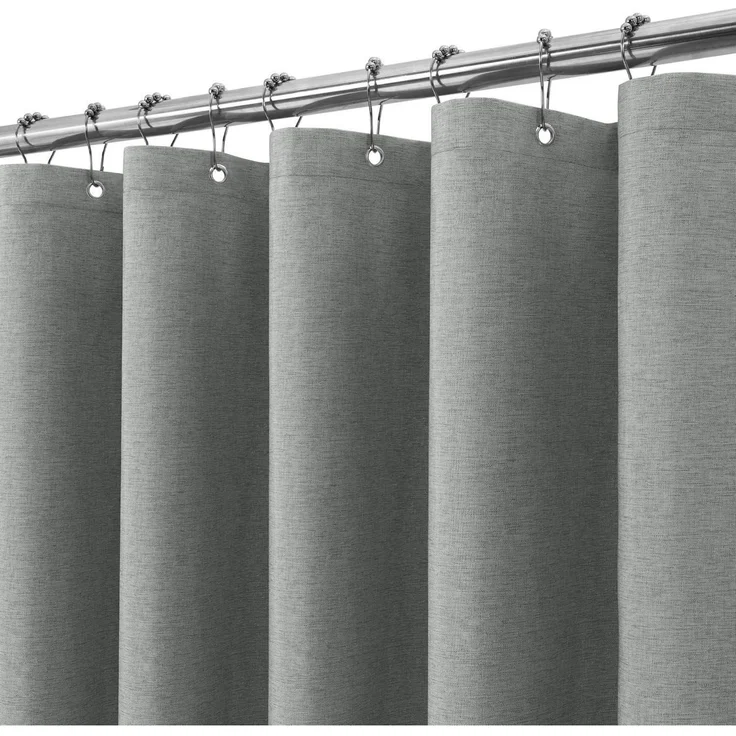 Duschvorhang Leinen Metall Duschvorhangringe Stoff Textil Badewannenvorhang Anti – Bild 1