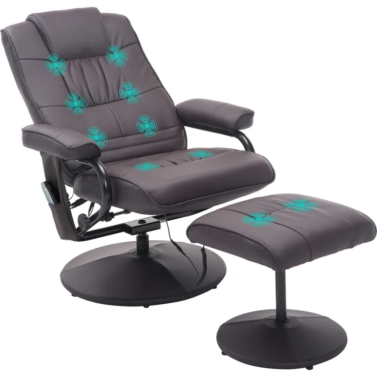 Wohnora-Massagesessel Relaxsessel, inkl Fußhocker, 10 Vibrationspunkte, 1 Fernbedienung; 77 cm x 84 cm x 95 cm, Braun,H 950cm x T 770cm x B 840cm